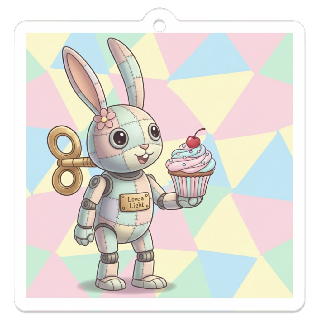 パッチ🌸】ゼンマイ⚙️仕掛けのウサギのアクリルキーホルダー