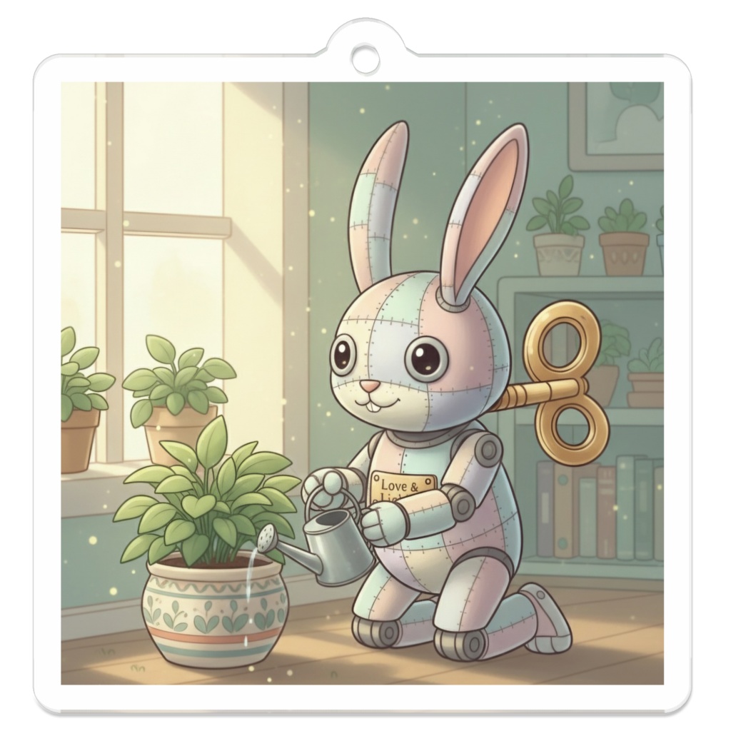 パッチ🌸】ゼンマイ⚙️仕掛けのウサギのアクリルキーホルダー