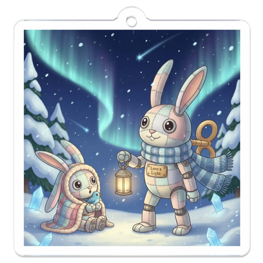 パッチ🌸】ゼンマイ⚙️仕掛けのウサギのアクリルキーホルダー