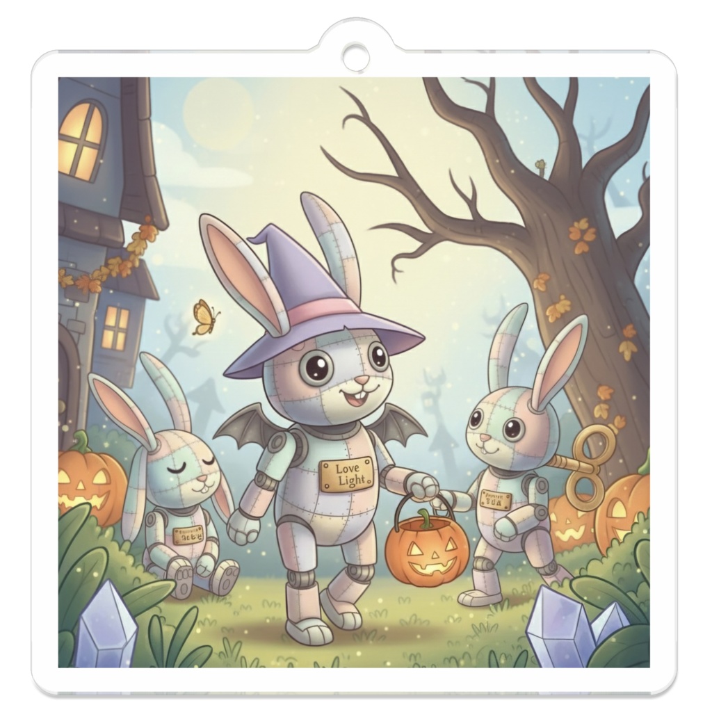 パッチ🌸】ゼンマイ⚙️仕掛けのウサギのアクリルキーホルダー