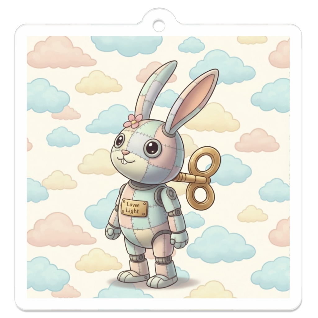 パッチ🌸】ゼンマイ⚙️仕掛けのウサギのアクリルキーホルダー