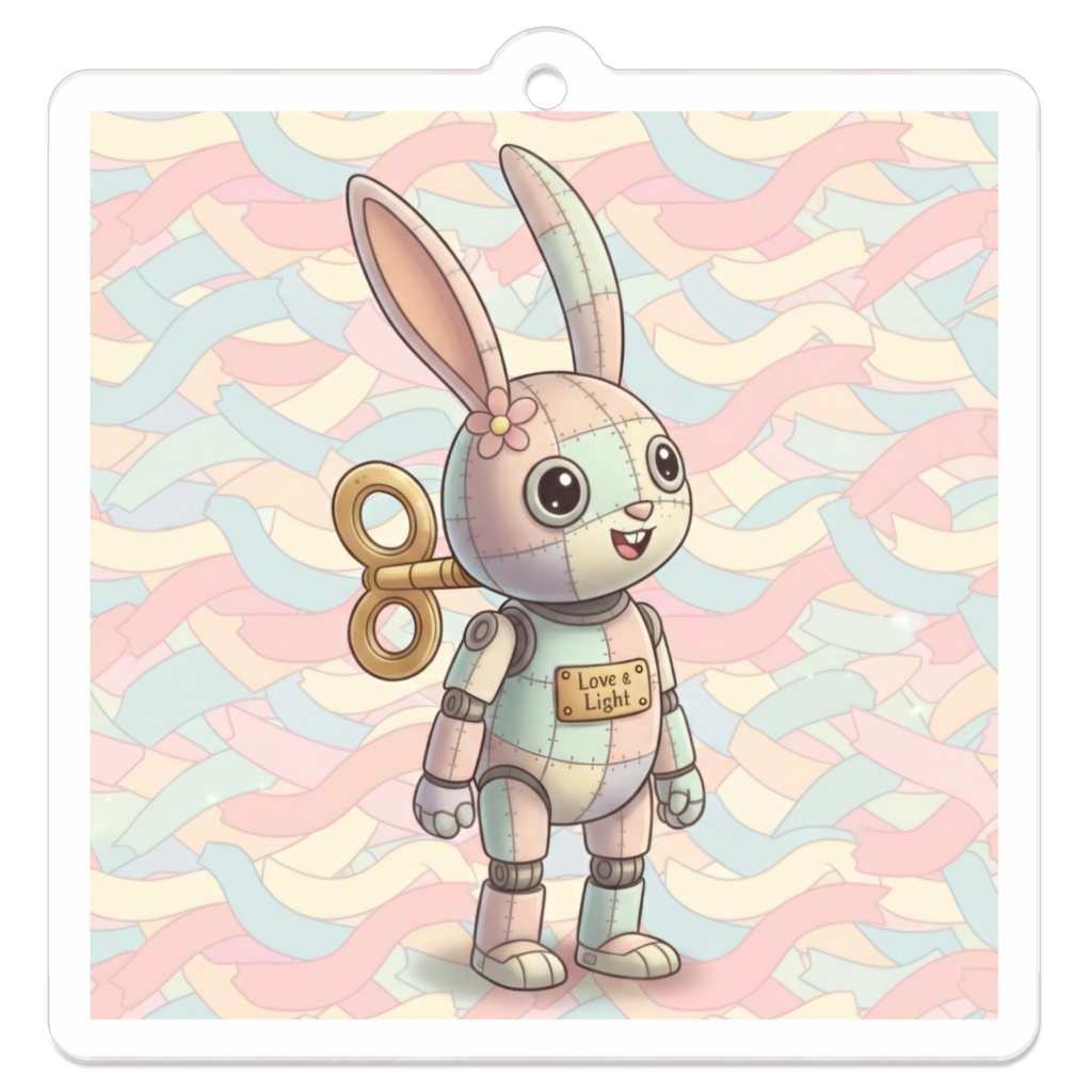 パッチ🌸】ゼンマイ⚙️仕掛けのウサギのアクリルキーホルダー