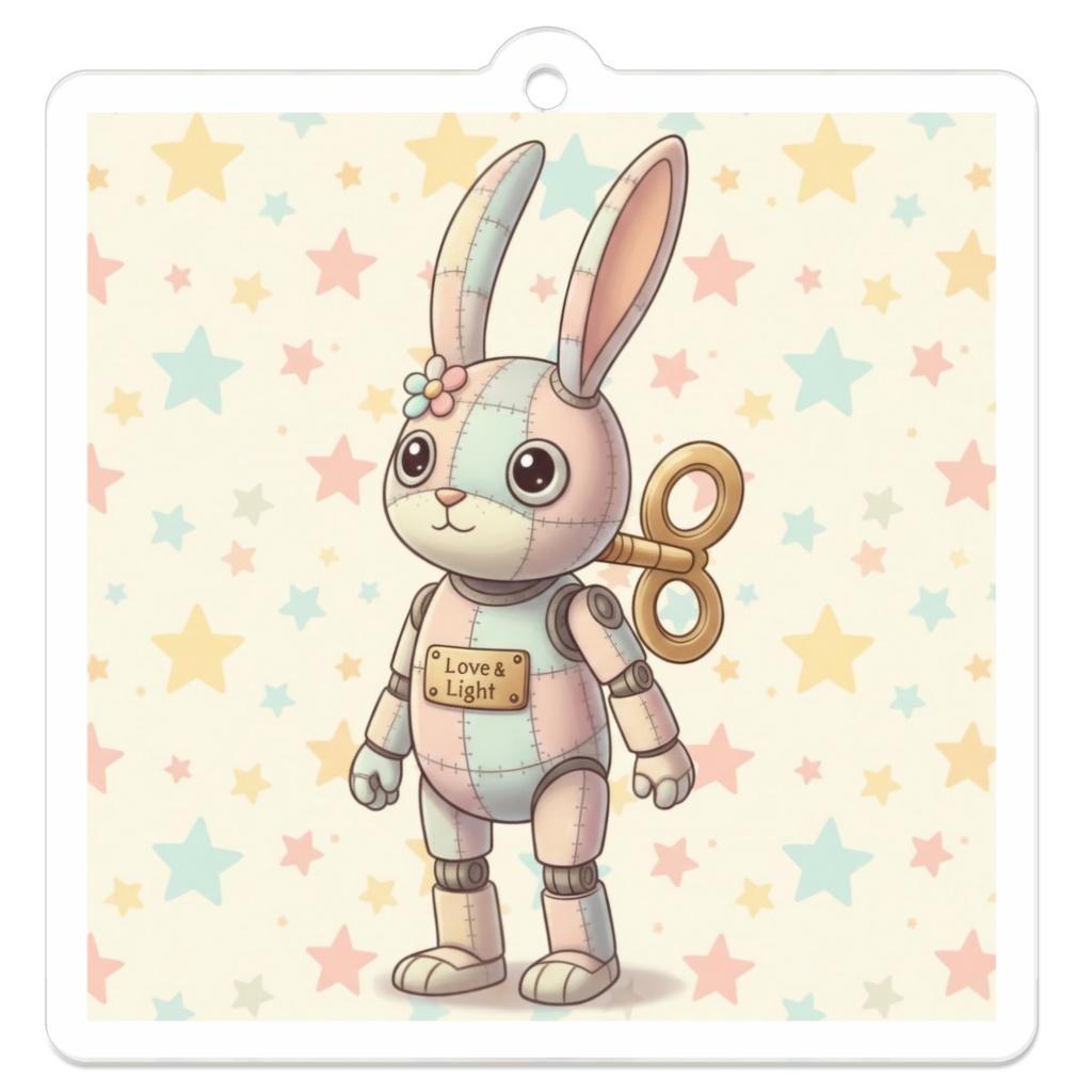 パッチ🌸】ゼンマイ⚙️仕掛けのウサギのアクリルキーホルダー