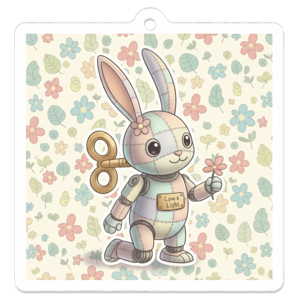 パッチ🌸】ゼンマイ⚙️仕掛けのウサギのアクリルキーホルダー