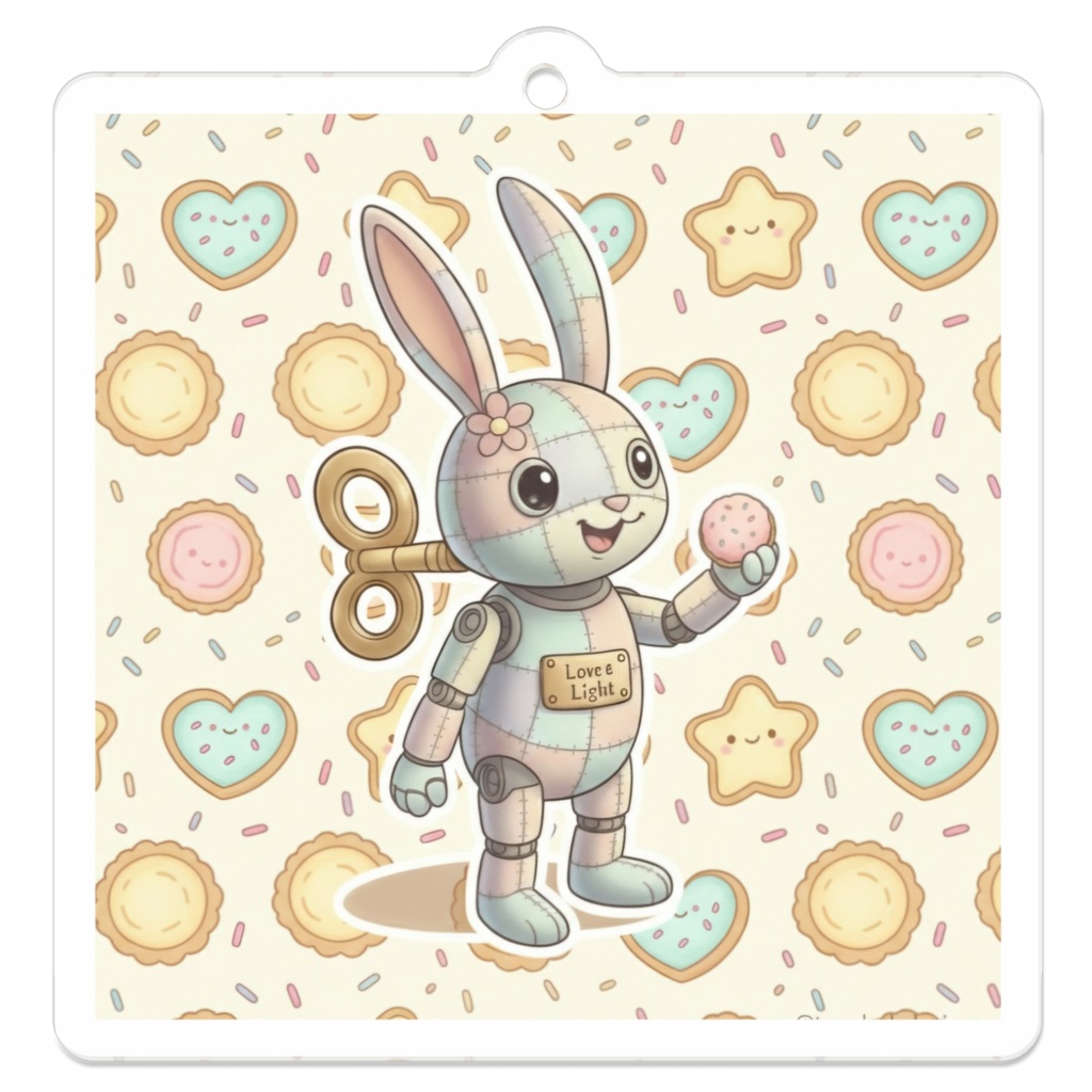 パッチ🌸】ゼンマイ⚙️仕掛けのウサギのアクリルキーホルダー