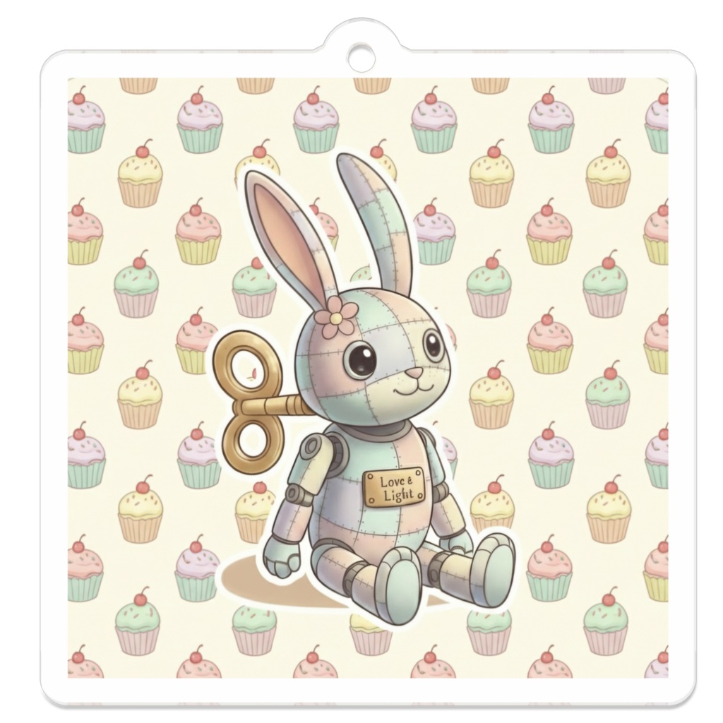 パッチ🌸】ゼンマイ⚙️仕掛けのウサギのアクリルキーホルダー