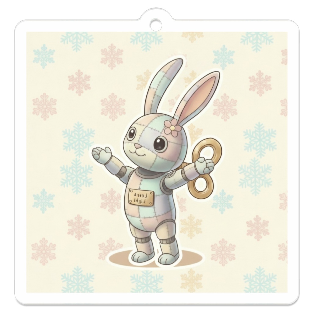 パッチ🌸】ゼンマイ⚙️仕掛けのウサギのアクリルキーホルダー