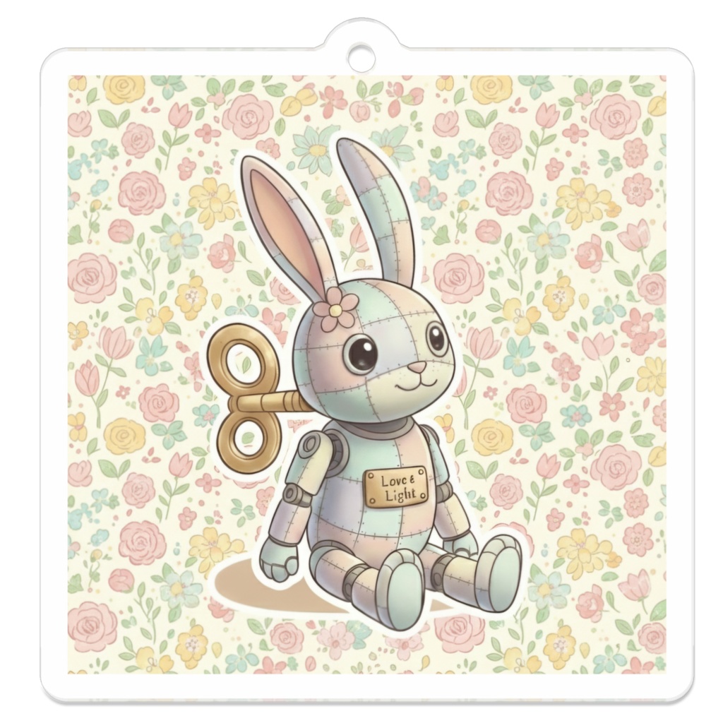 パッチ🌸】ゼンマイ⚙️仕掛けのウサギのアクリルキーホルダー