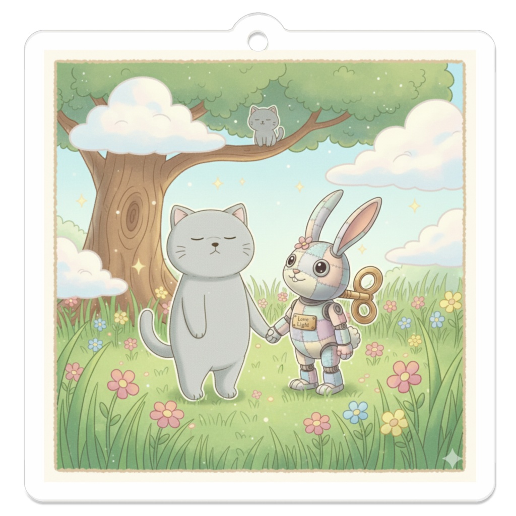 パッチ🌸】ゼンマイ⚙️仕掛けのウサギのアクリルキーホルダー