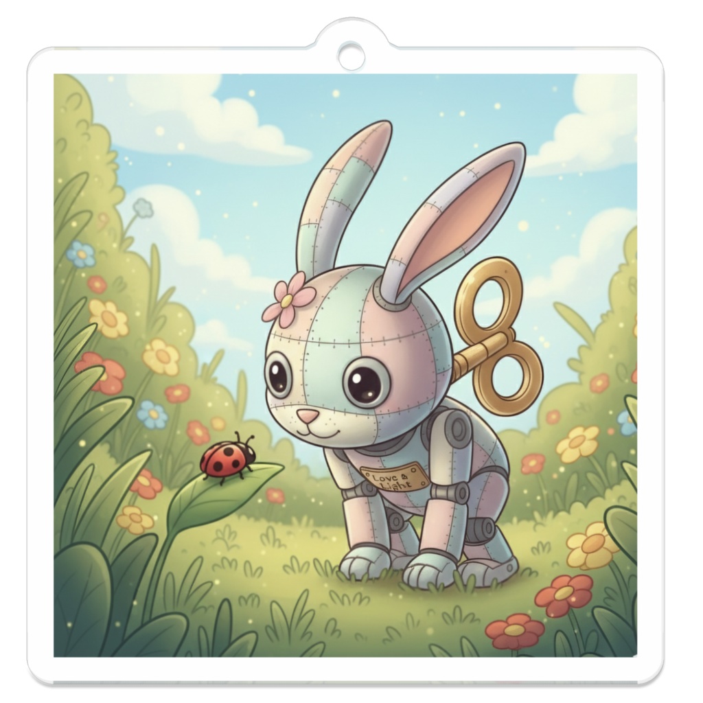 パッチ🌸】ゼンマイ⚙️仕掛けのウサギのアクリルキーホルダー