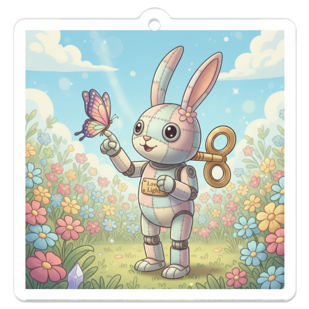 パッチ🌸】ゼンマイ⚙️仕掛けのウサギのアクリルキーホルダー