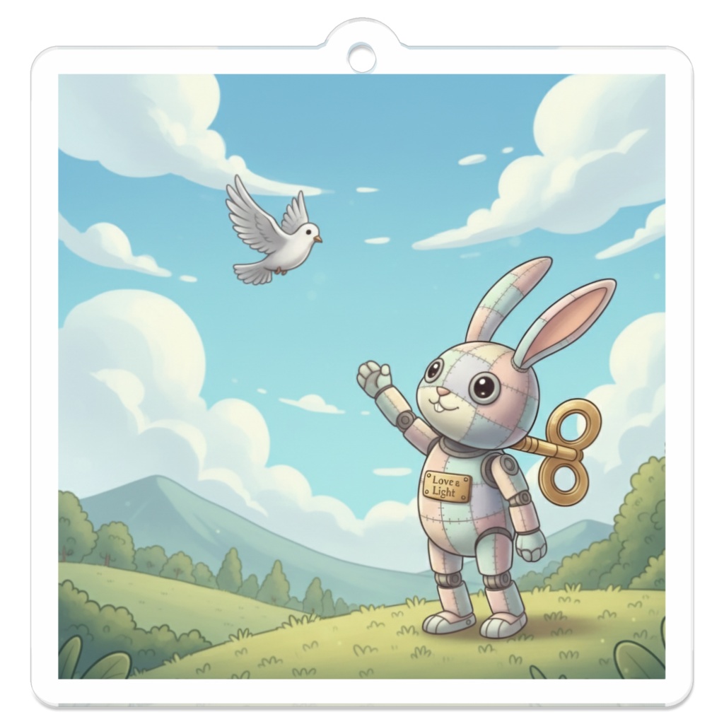 パッチ🌸】ゼンマイ⚙️仕掛けのウサギのアクリルキーホルダー