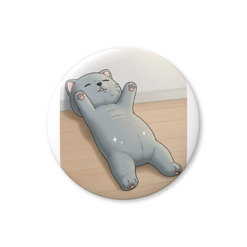 【すんたん🍀】 ぬいぐるみのようなねこの缶バッヂ