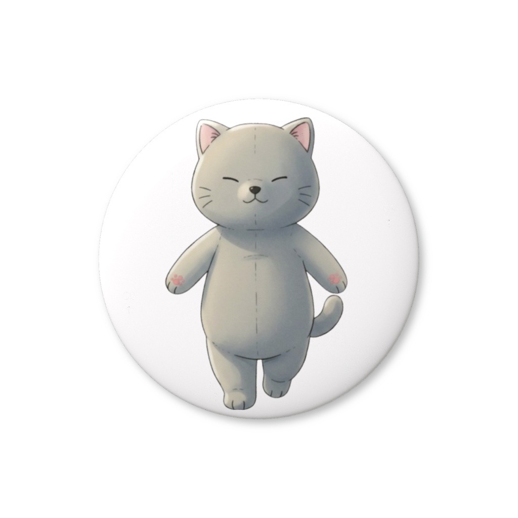 【すんたん🍀】 ぬいぐるみのようなねこの缶バッヂ
