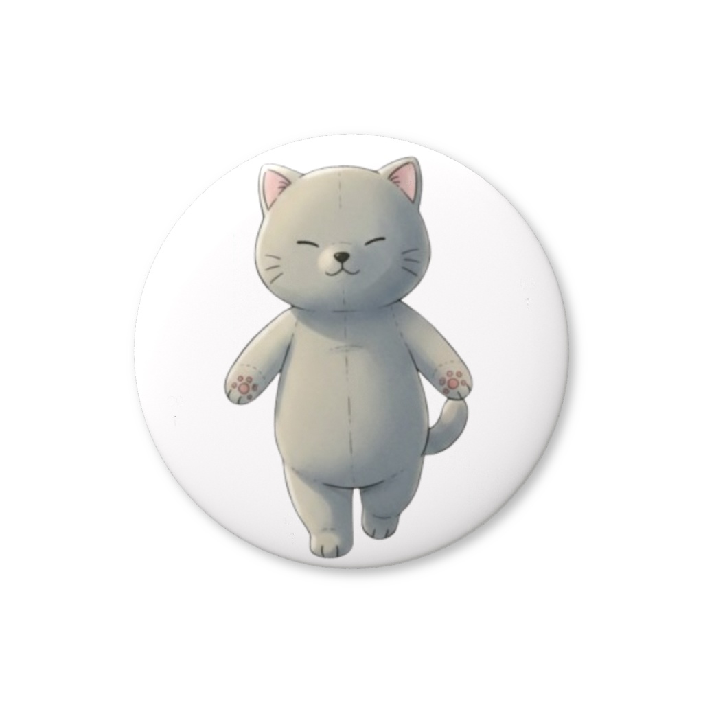 【すんたん🍀】 ぬいぐるみのようなねこの缶バッヂ