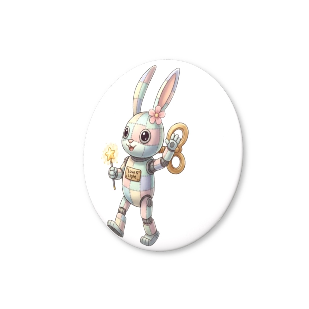 【パッチ🌸】ゼンマイ⚙️仕掛けのウサギの缶バッヂ