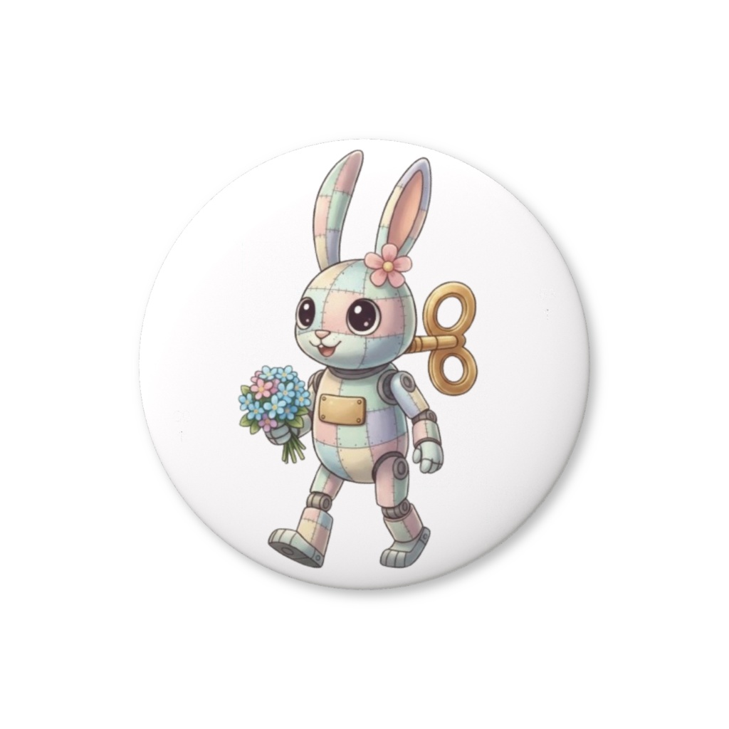 【パッチ🌸】ゼンマイ⚙️仕掛けのウサギの缶バッヂ
