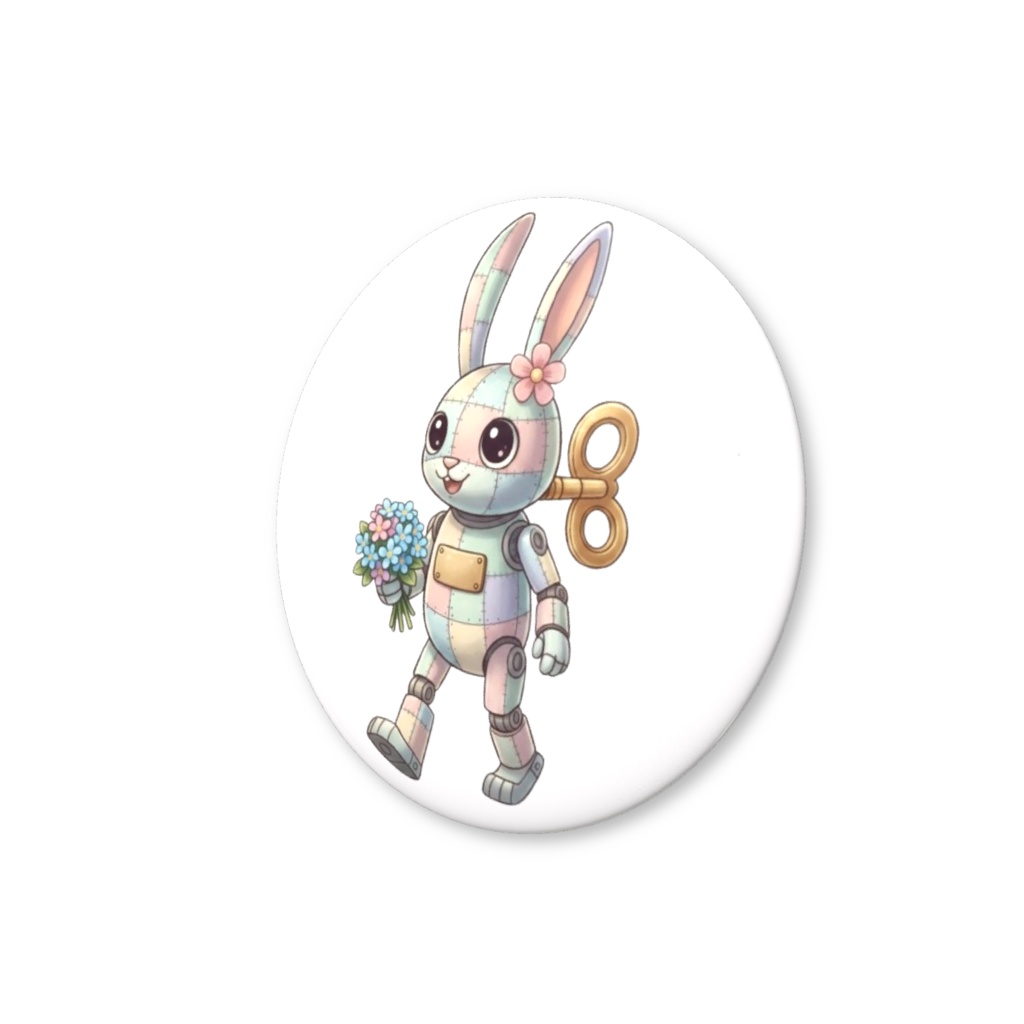 【パッチ🌸】ゼンマイ⚙️仕掛けのウサギの缶バッヂ