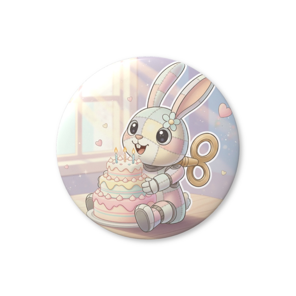【パッチ🌸】ゼンマイ⚙️仕掛けのウサギの缶バッヂ