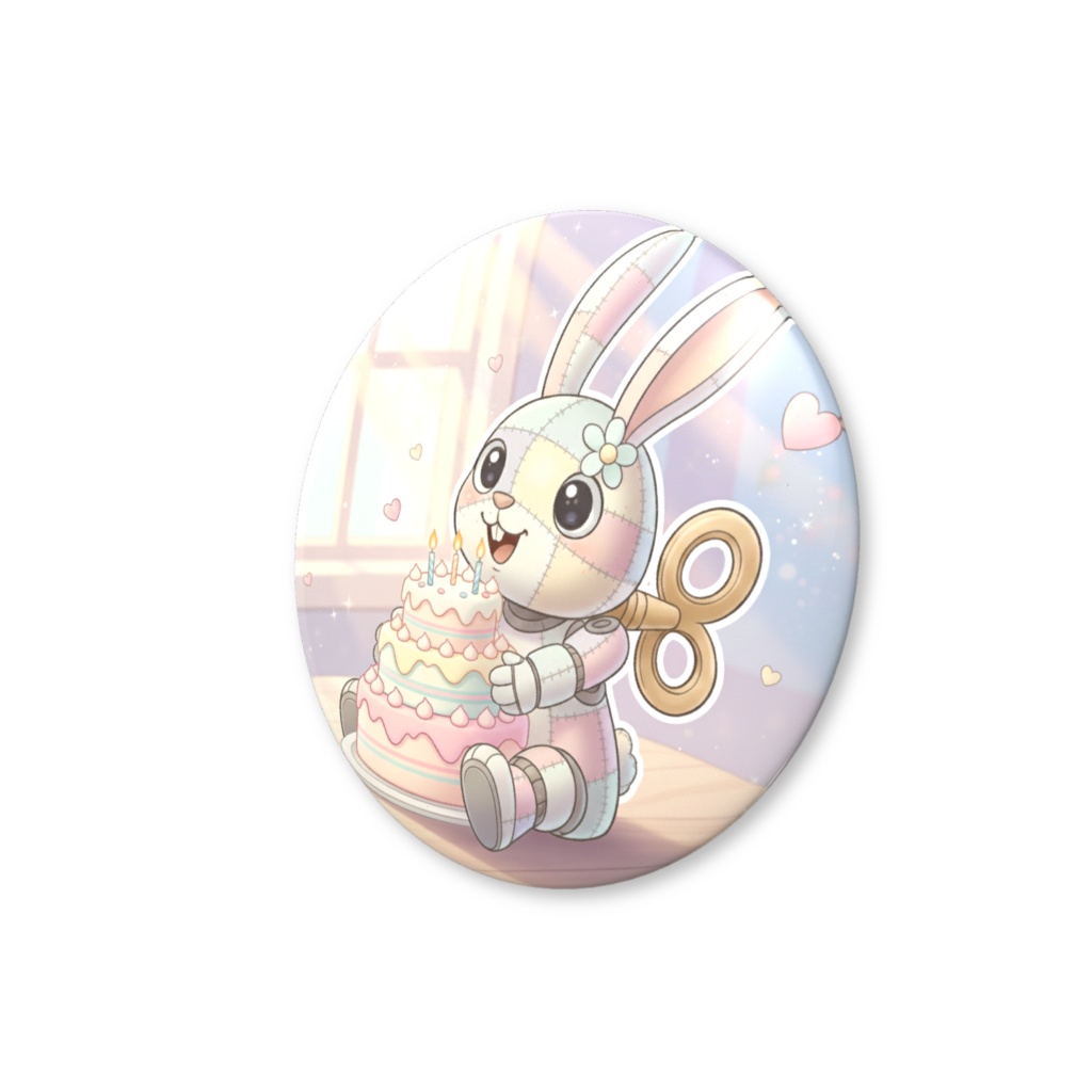 【パッチ🌸】ゼンマイ⚙️仕掛けのウサギの缶バッヂ