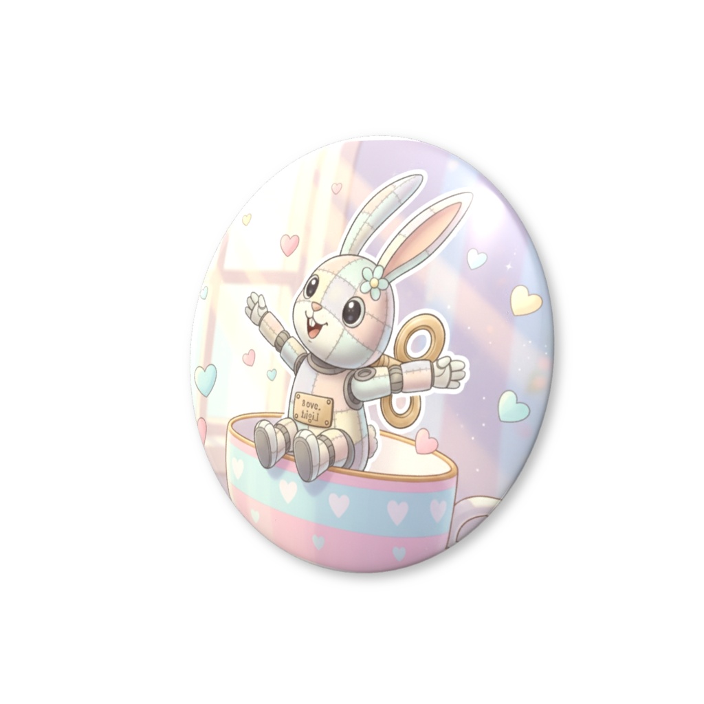 【パッチ🌸】ゼンマイ⚙️仕掛けのウサギの缶バッヂ