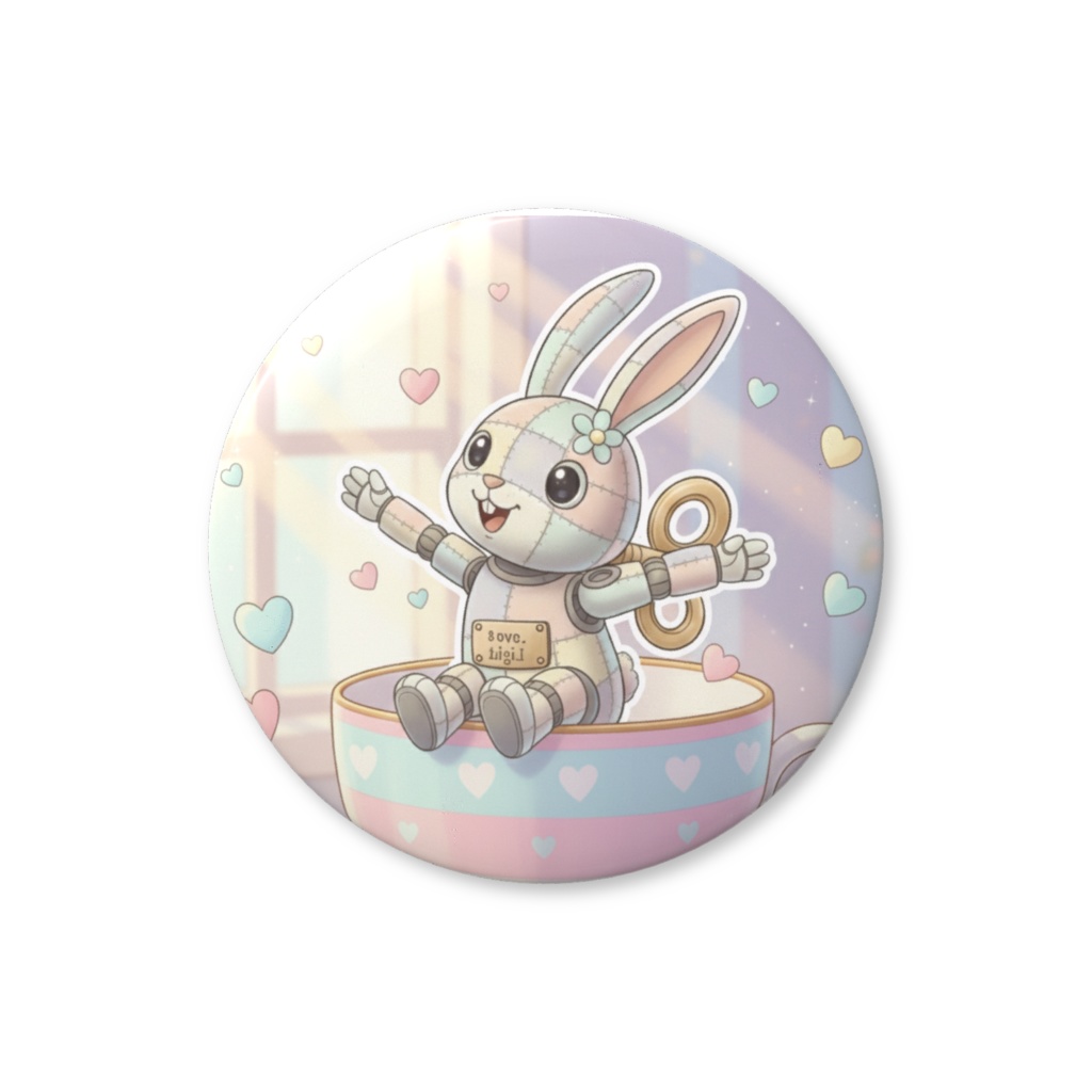 【パッチ🌸】ゼンマイ⚙️仕掛けのウサギの缶バッヂ