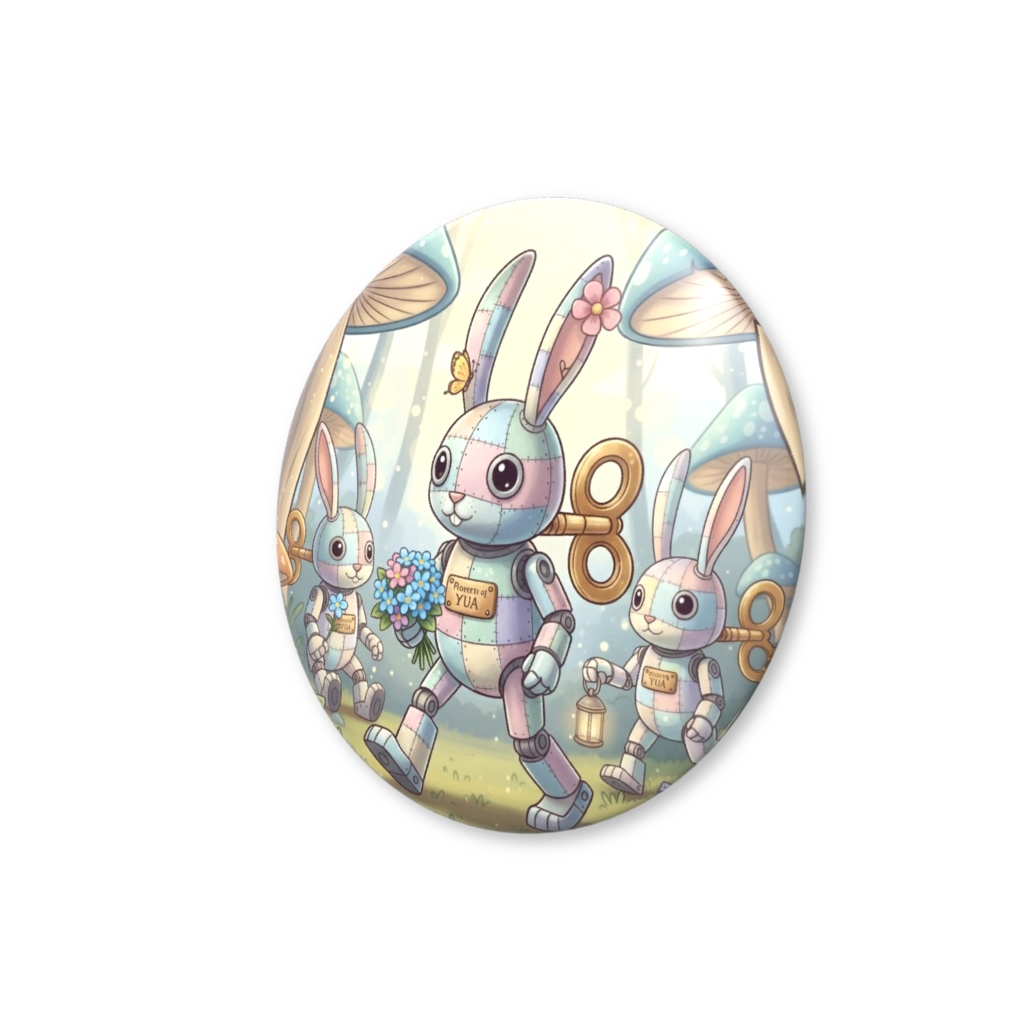 【パッチ🌸】ゼンマイ⚙️仕掛けのウサギの缶バッヂ