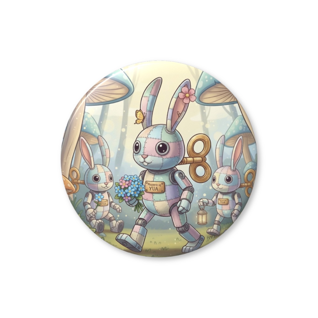 【パッチ🌸】ゼンマイ⚙️仕掛けのウサギの缶バッヂ