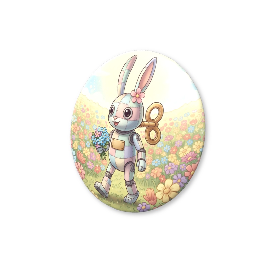 【パッチ🌸】ゼンマイ⚙️仕掛けのウサギの缶バッヂ