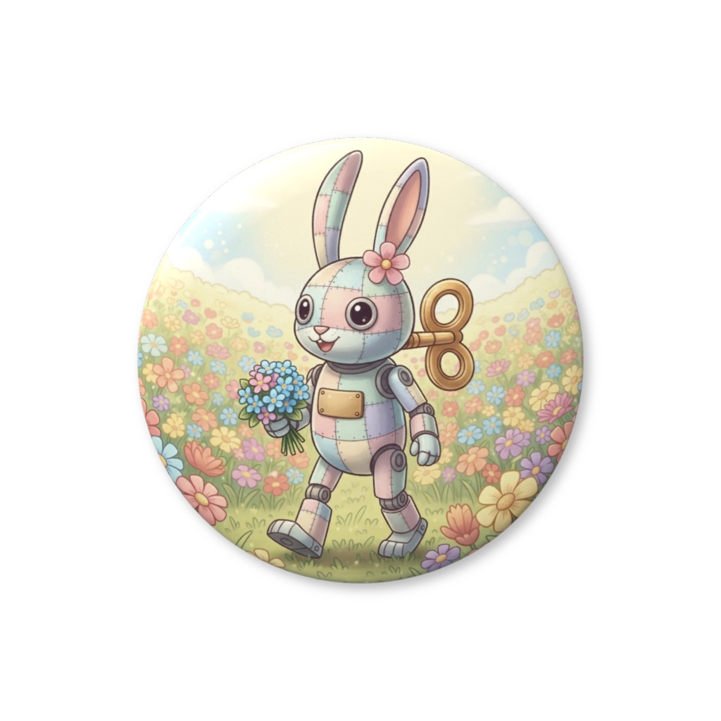 【パッチ🌸】ゼンマイ⚙️仕掛けのウサギの缶バッヂ