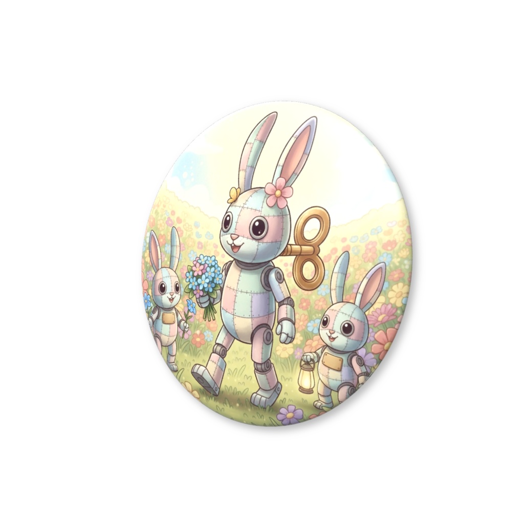 【パッチ🌸】ゼンマイ⚙️仕掛けのウサギの缶バッヂ