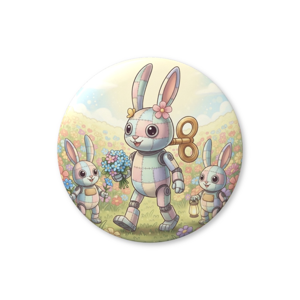 【パッチ🌸】ゼンマイ⚙️仕掛けのウサギの缶バッヂ