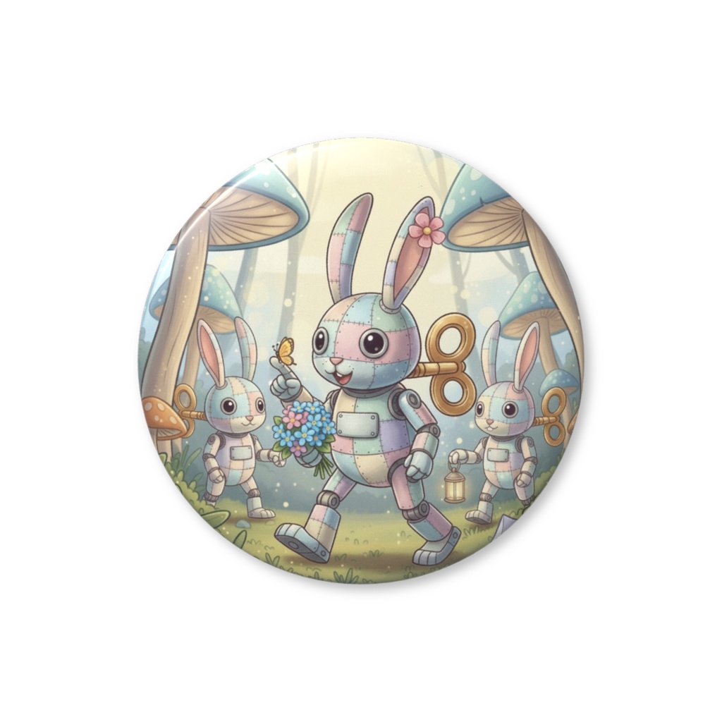 【パッチ🌸】ゼンマイ⚙️仕掛けのウサギの缶バッヂ