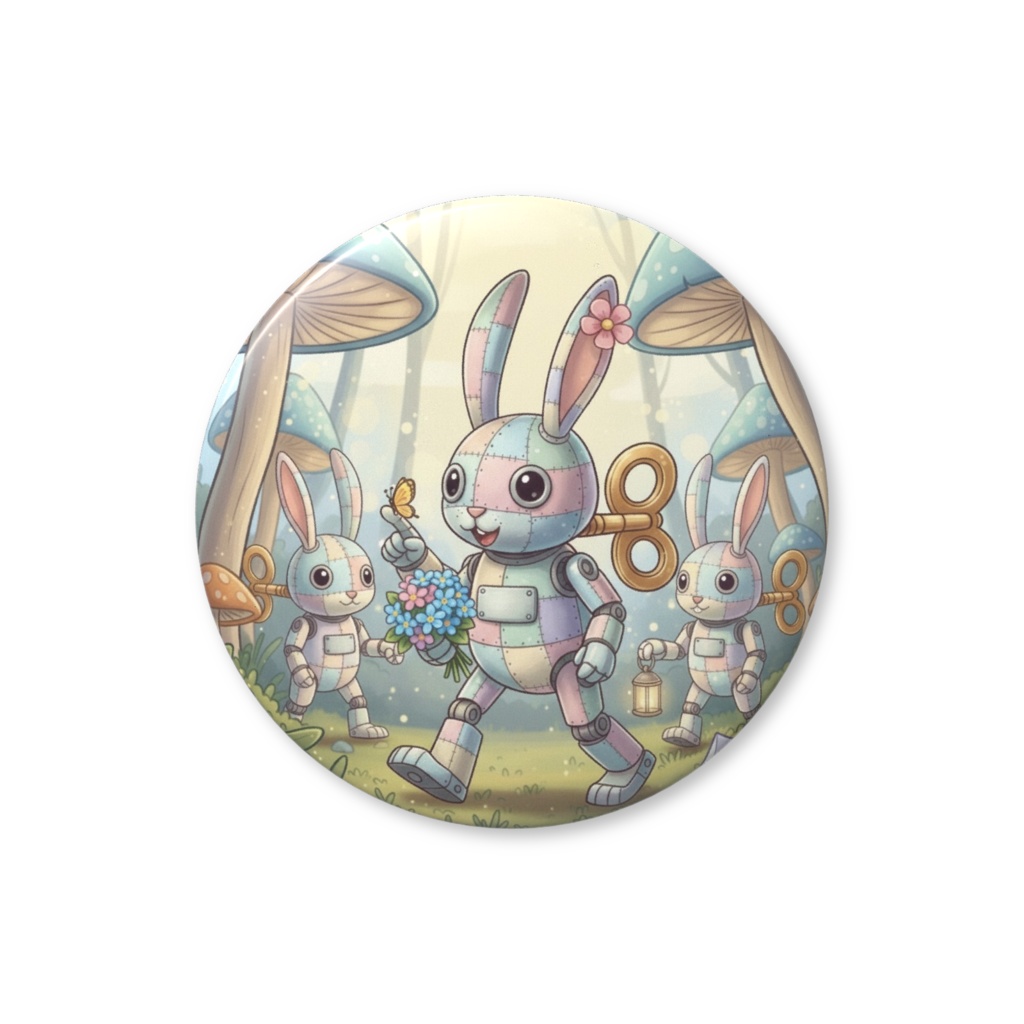 【パッチ🌸】ゼンマイ⚙️仕掛けのウサギの缶バッヂ
