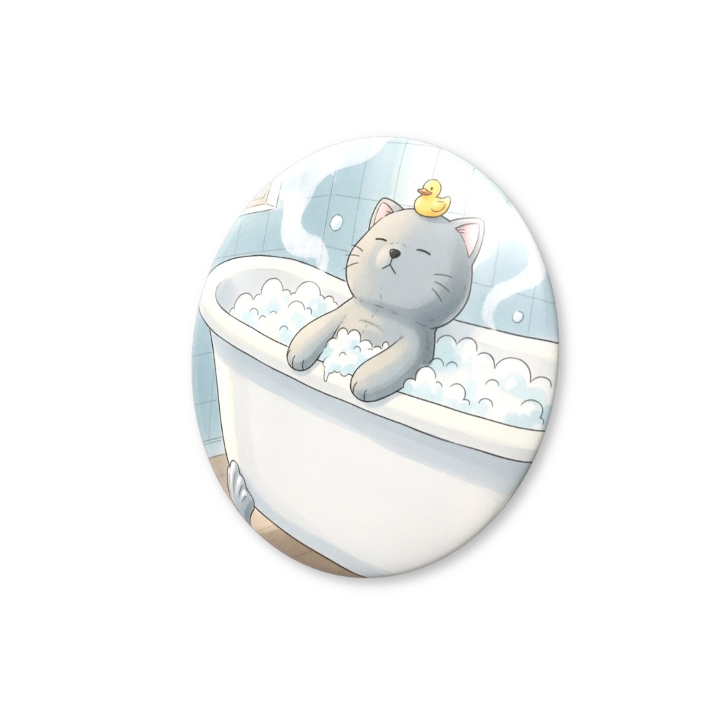 【すんたん🍀】 ぬいぐるみのようなねこの缶バッヂ