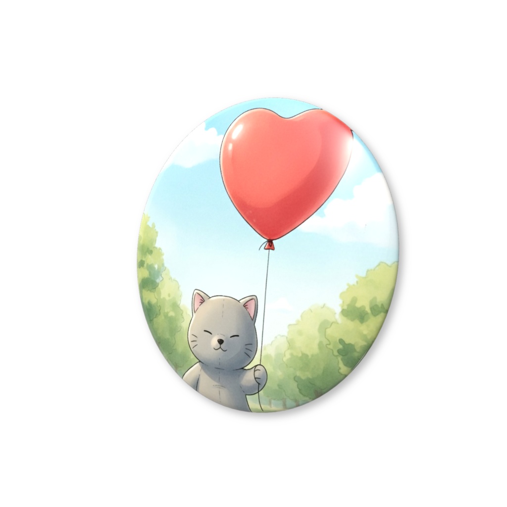 【すんたん🍀】 ぬいぐるみのようなねこの缶バッヂ