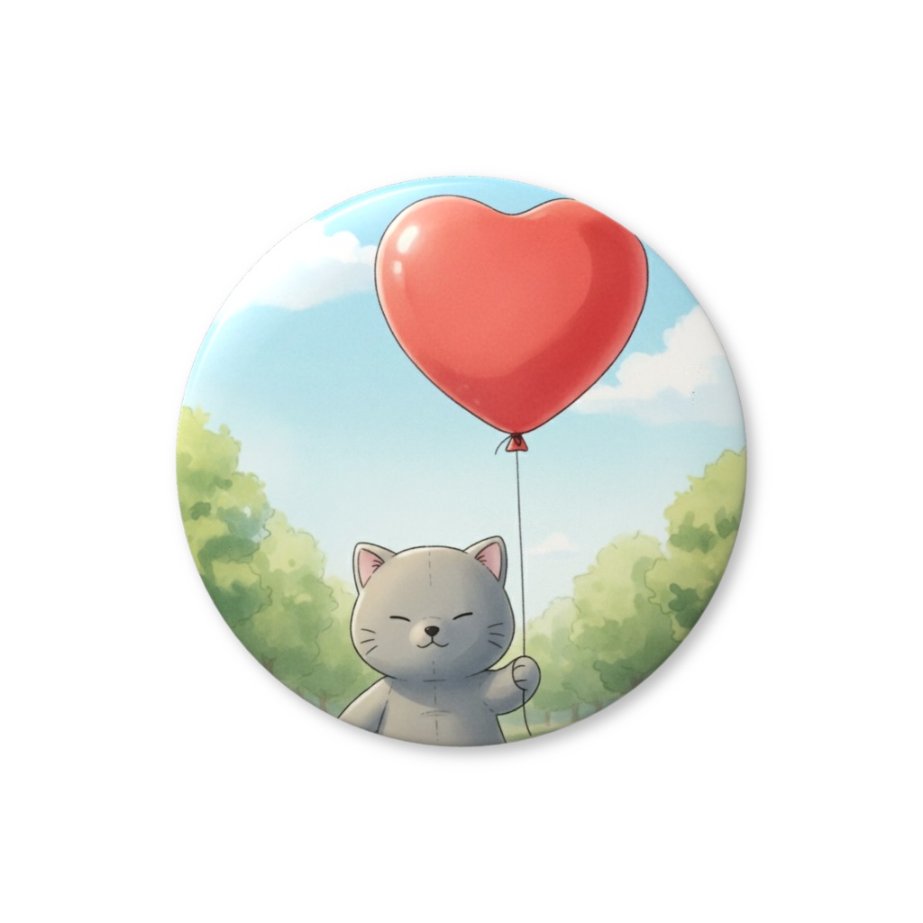 【すんたん🍀】 ぬいぐるみのようなねこの缶バッヂ