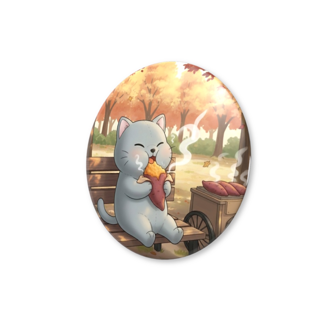 【すんたん🍀】 ぬいぐるみのようなねこの缶バッヂ