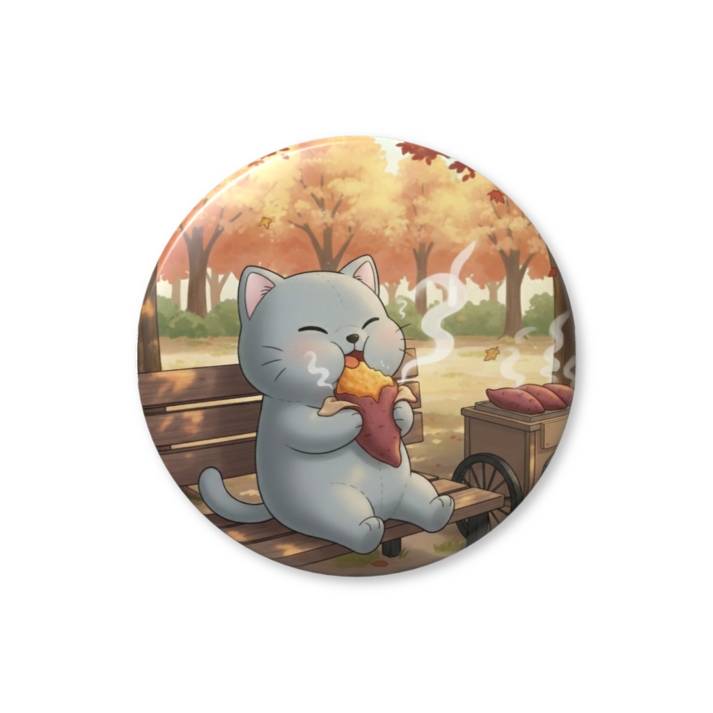 【すんたん🍀】 ぬいぐるみのようなねこの缶バッヂ