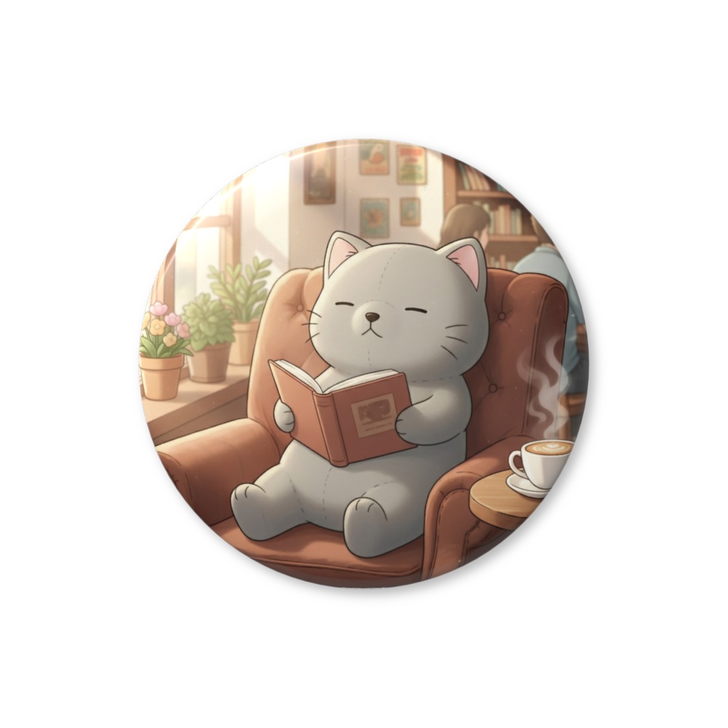 【すんたん🍀】 ぬいぐるみのようなねこの缶バッヂ