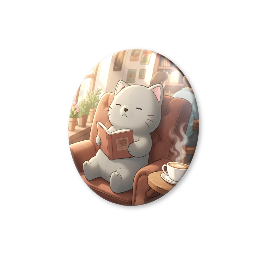 【すんたん🍀】 ぬいぐるみのようなねこの缶バッヂ