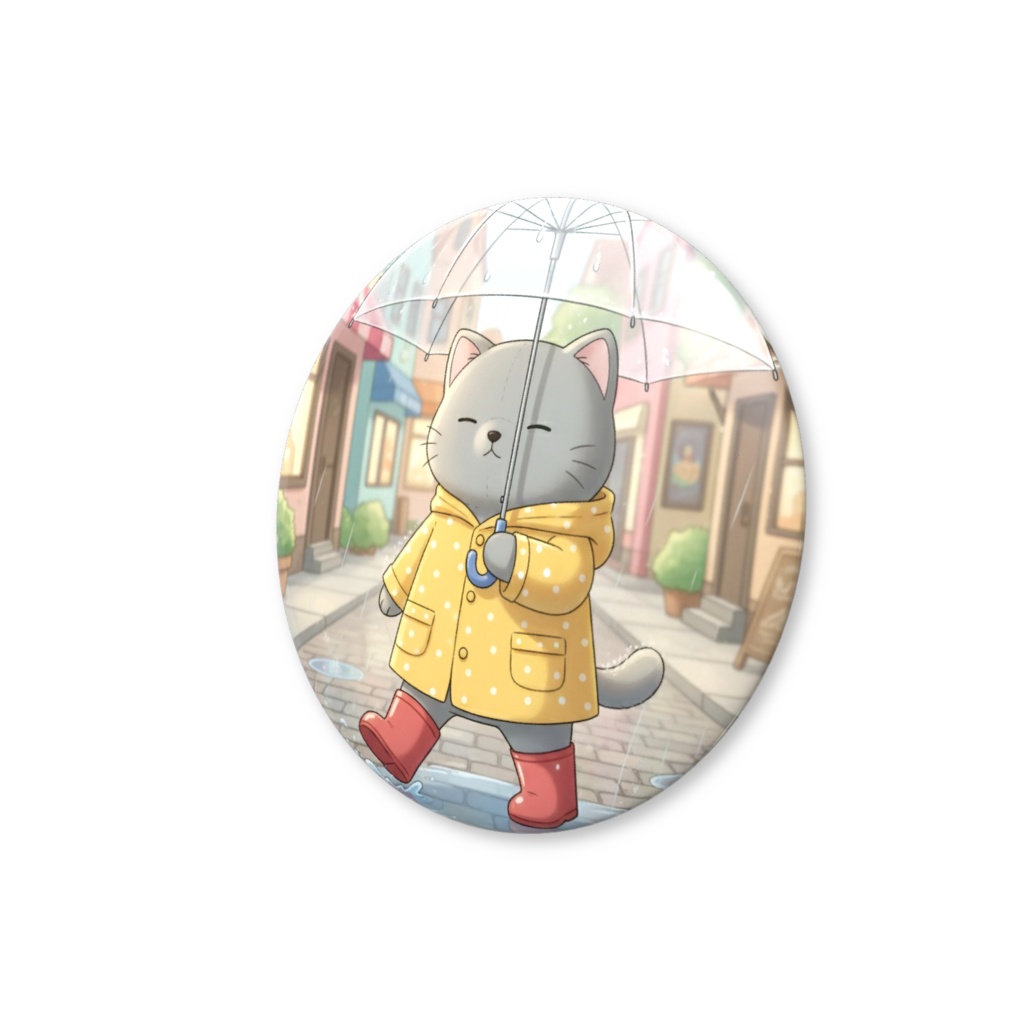 【すんたん🍀】 ぬいぐるみのようなねこの缶バッヂ
