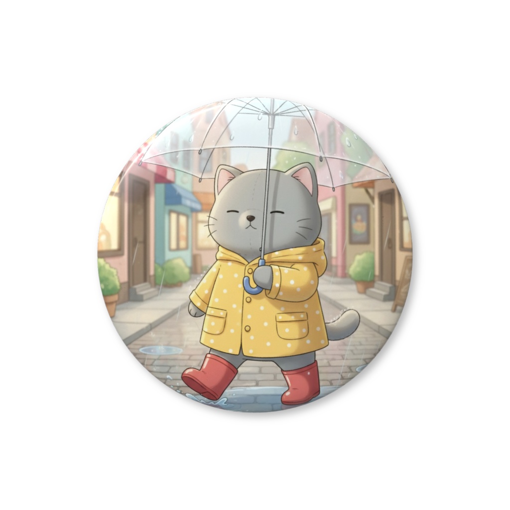 【すんたん🍀】 ぬいぐるみのようなねこの缶バッヂ