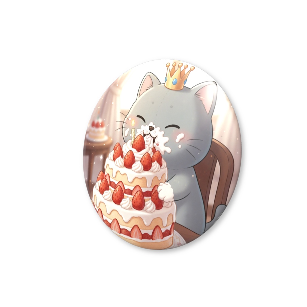 【すんたん🍀】 ぬいぐるみのようなねこの缶バッヂ