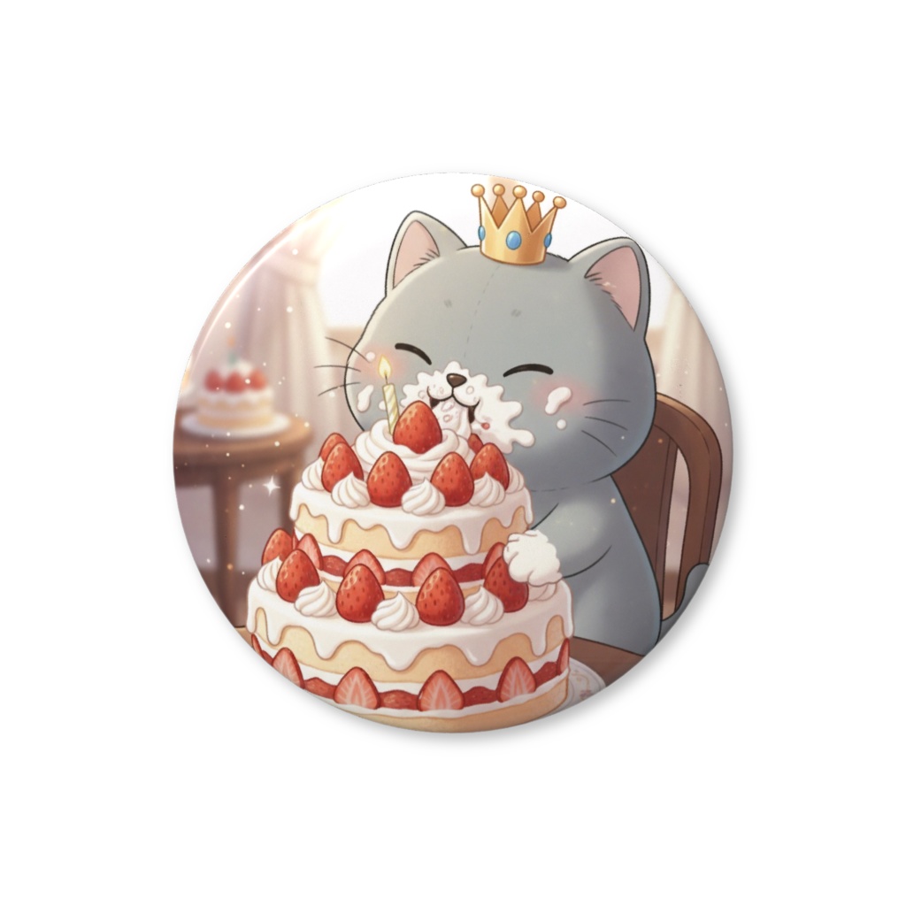 【すんたん🍀】 ぬいぐるみのようなねこの缶バッヂ