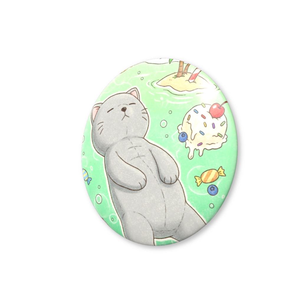 【すんたん🍀】 ぬいぐるみのようなねこの缶バッヂ