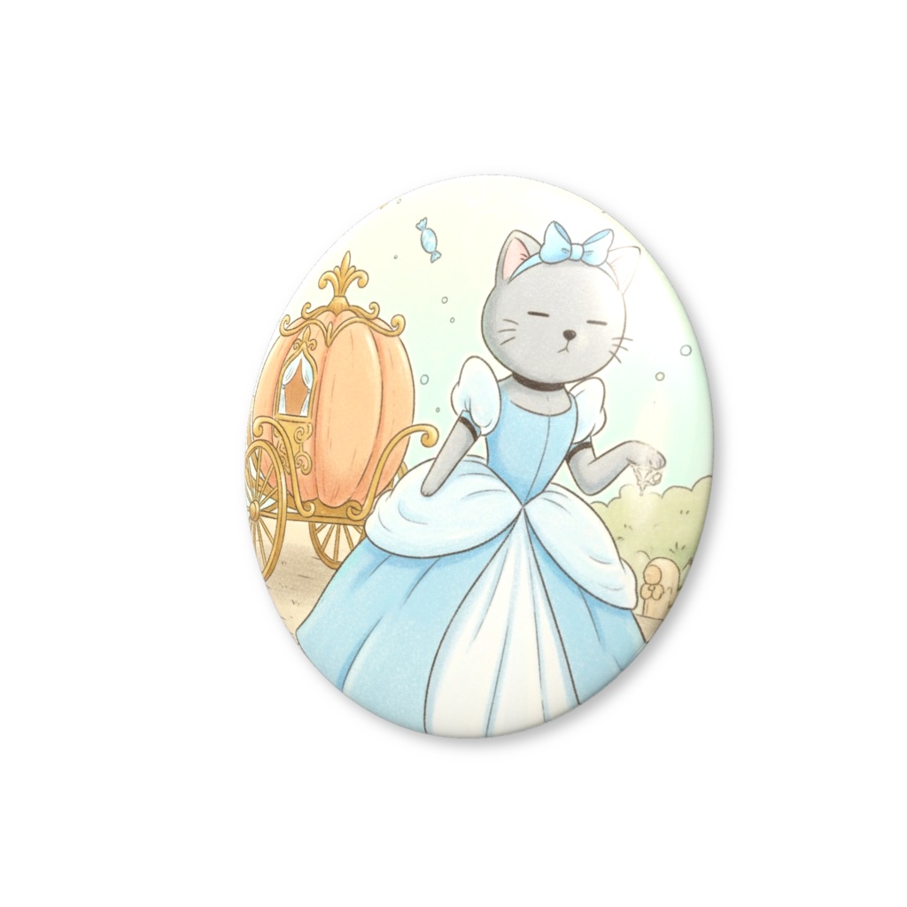 【すんたん🍀】 ぬいぐるみのようなねこの缶バッヂ