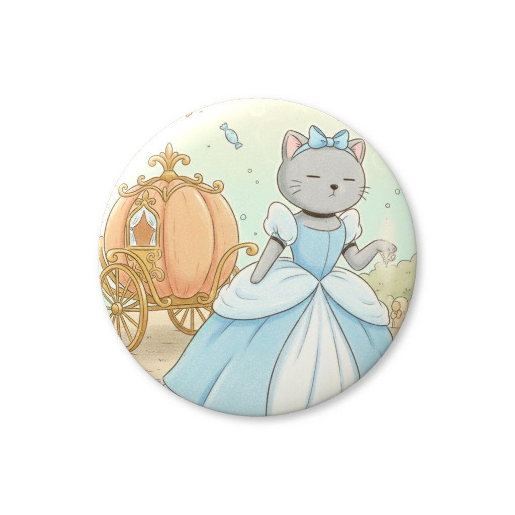 【すんたん🍀】 ぬいぐるみのようなねこの缶バッヂ