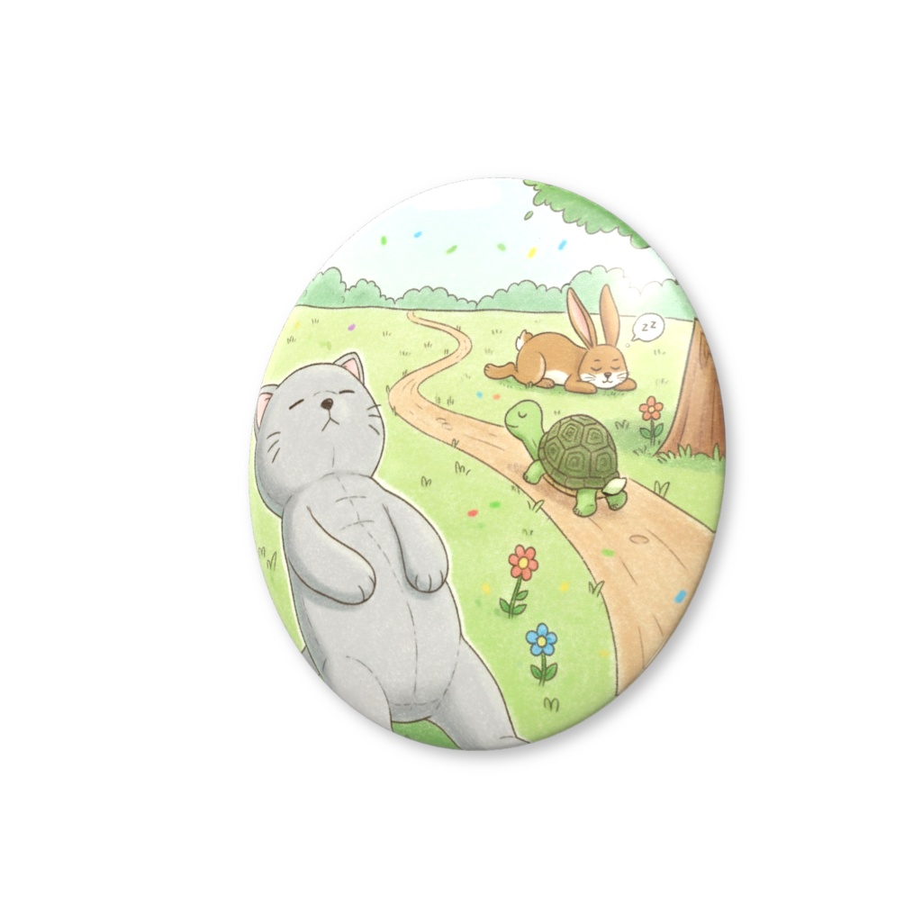 【すんたん🍀】 ぬいぐるみのようなねこの缶バッヂ