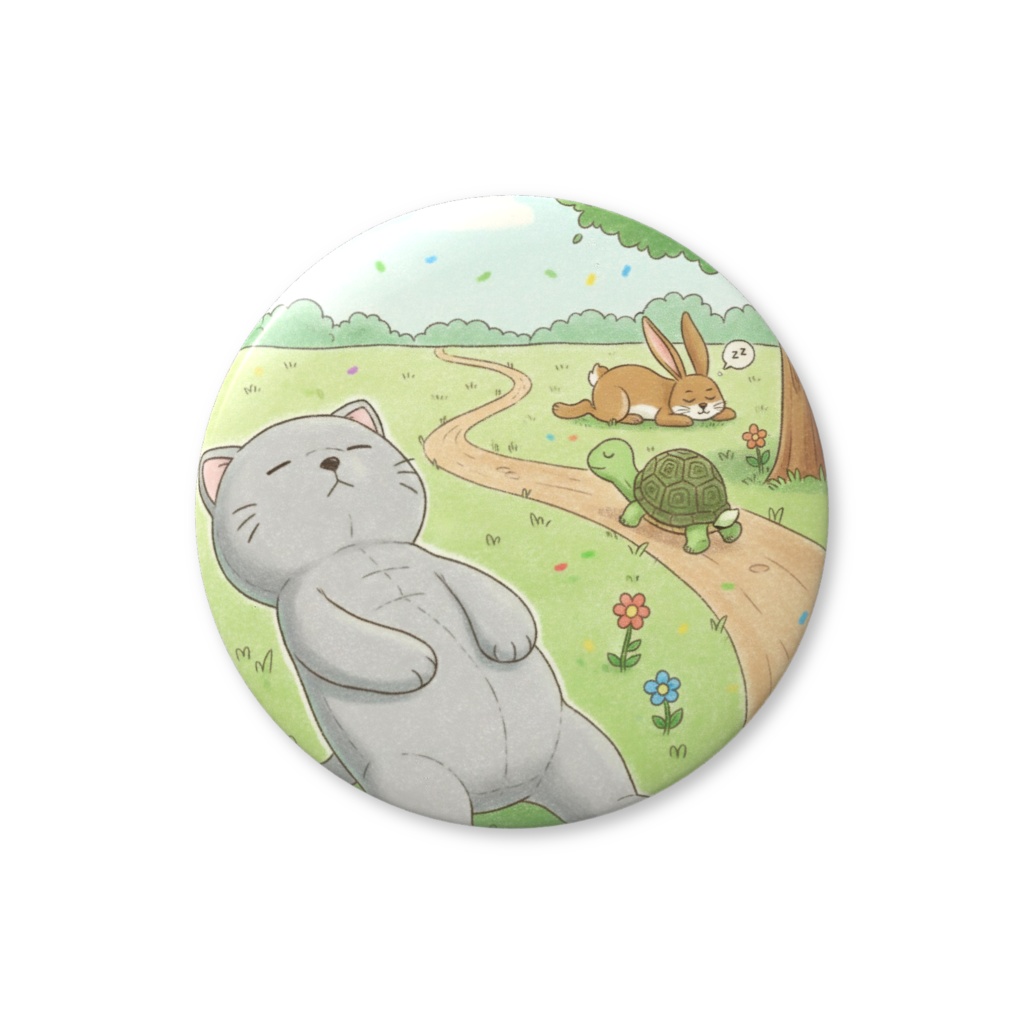 【すんたん🍀】 ぬいぐるみのようなねこの缶バッヂ